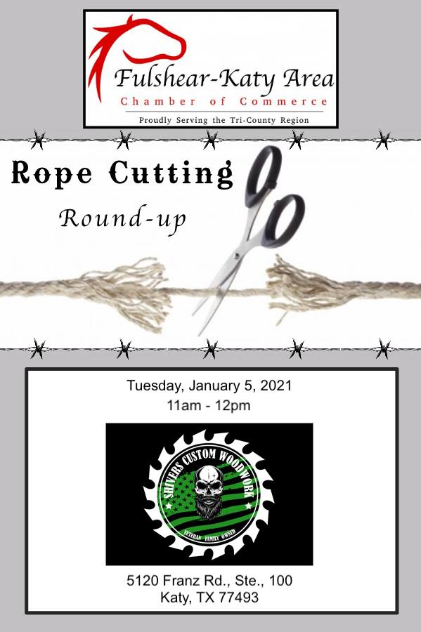 Fulshear Katy Area Chamber Rope Cutting for Shivers Custom Woodwork