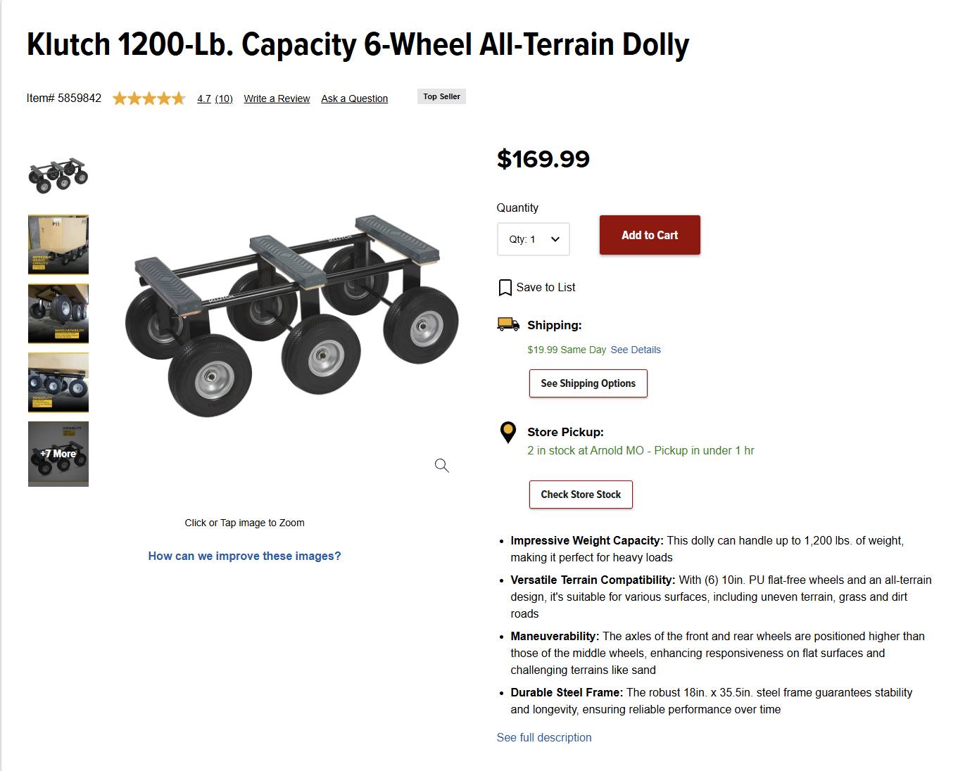 Heavy Duty All-Terrain Land Dolly - Dollies & Hand Trucks - Wildwood ...