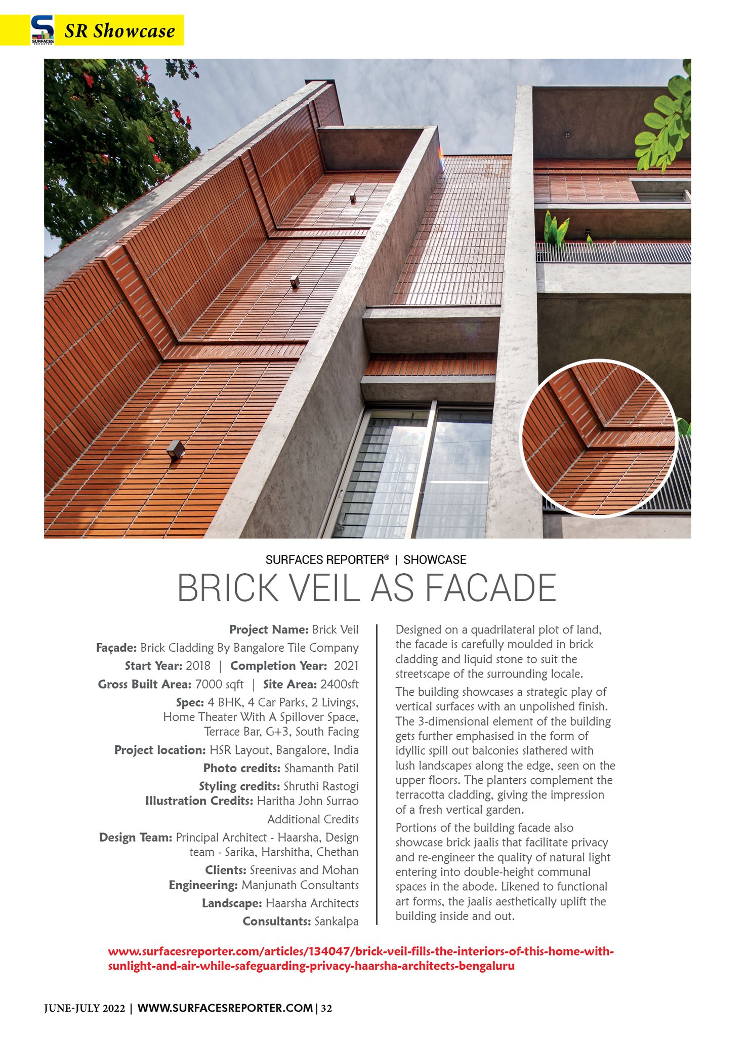 Surfaces Reporter Magazine - Brick veil as facade Designed on a ...
