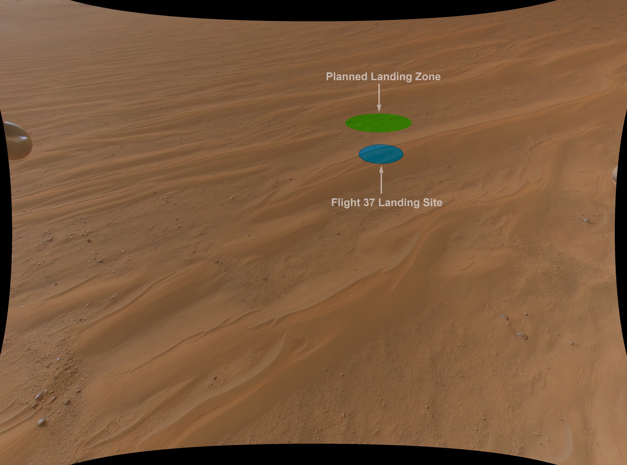 Mars - An annotated RTE Flight 37 image showing the planned and actual ...