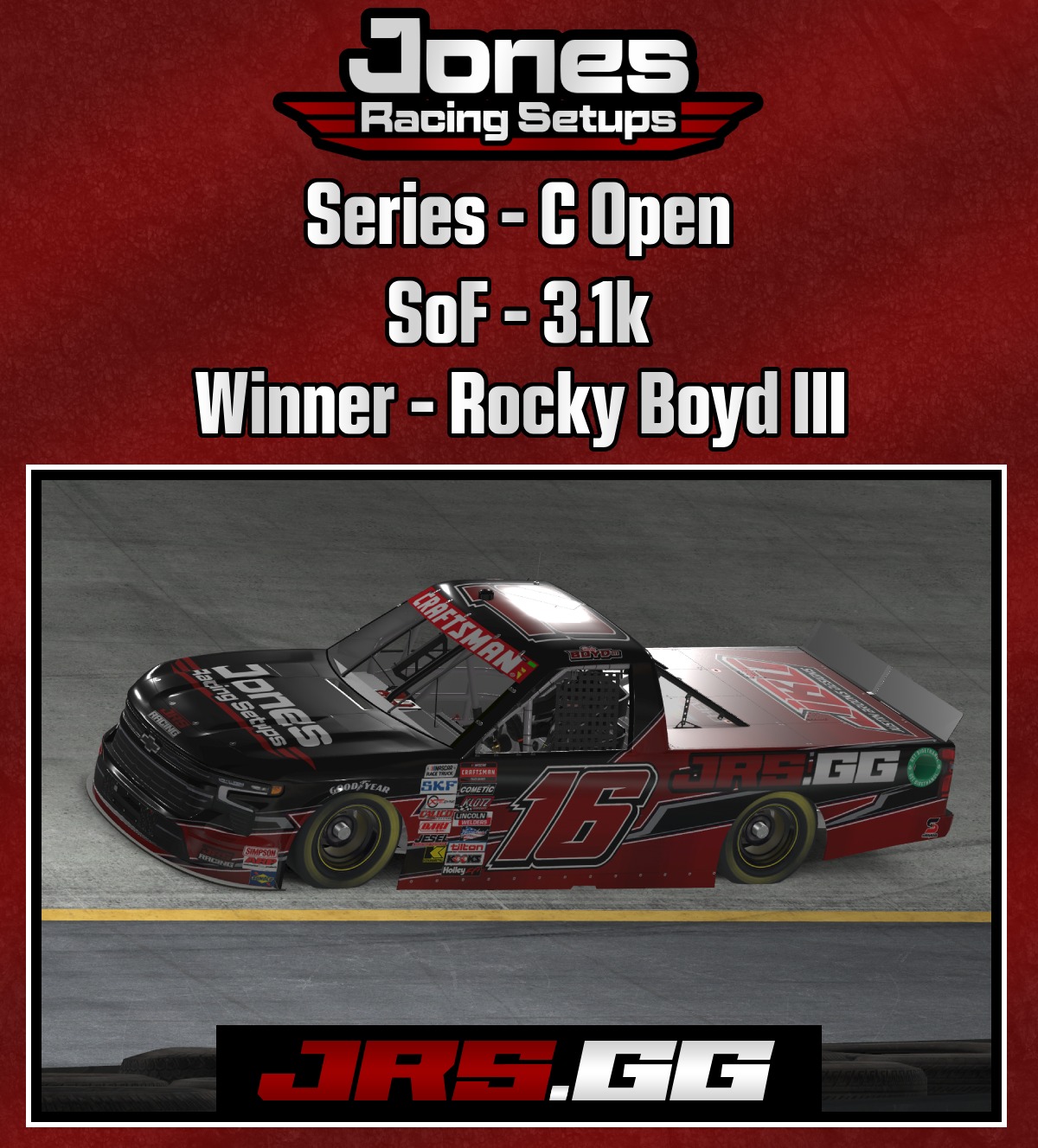 Jones Racing Setups