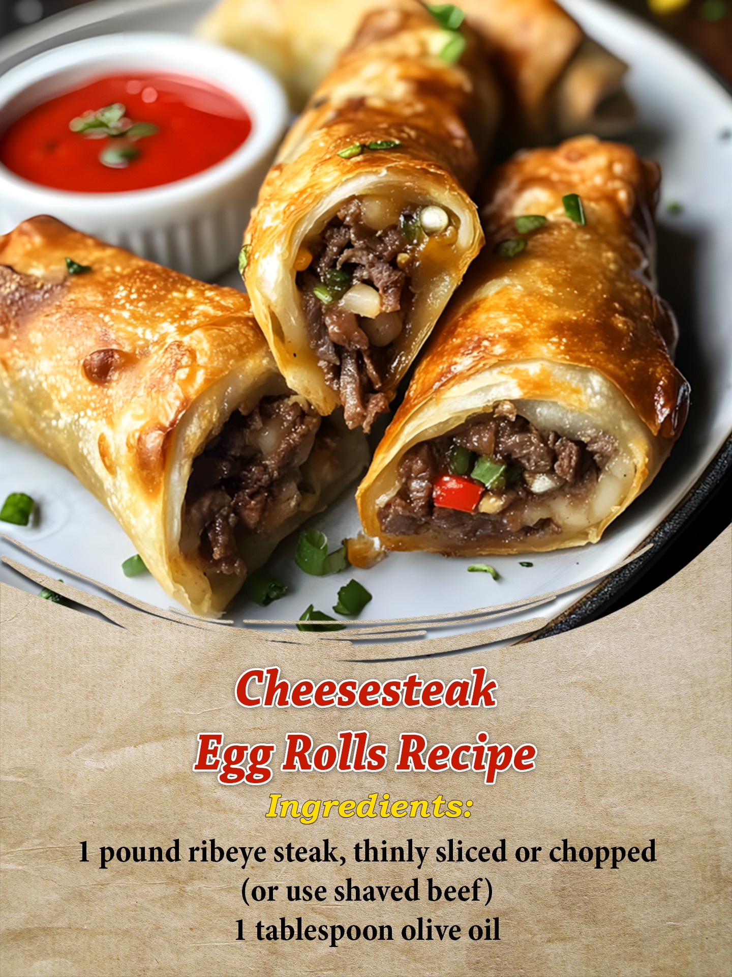 Unique - Cheesesteak Egg Rolls Recipe Ingredients: 1 pound ribeye steak ...
