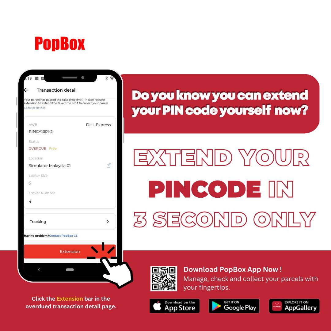 PopBox Malaysia - You can extend your OVERDUE Pin code... | Facebook