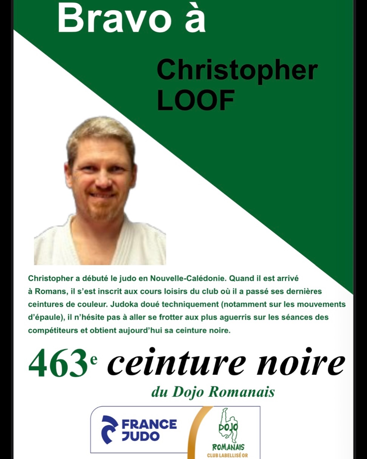 Dojo - 🟢⚫️CEINTURE NOIRE ⚫️🟢 Bravo à Christopher LOOF qui devient la ...