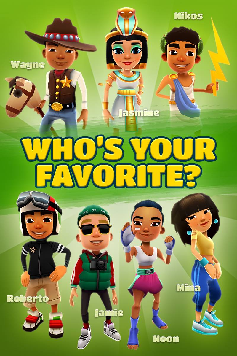 Subway Surfers Another Cool Poll Tell Us Which Of These Subwaysurfers Characters Is Your Favorite In The Comments And We Will Pick Five Lucky Winners To Receive Some Swag Facebook