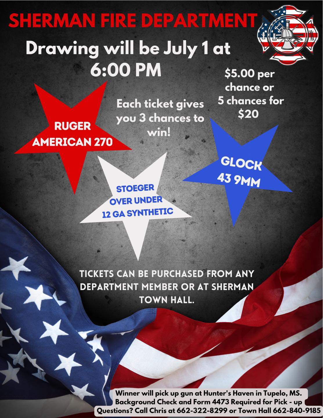 Our 2023 Gun Raffle has started.... - Sherman Fire Department | Facebook