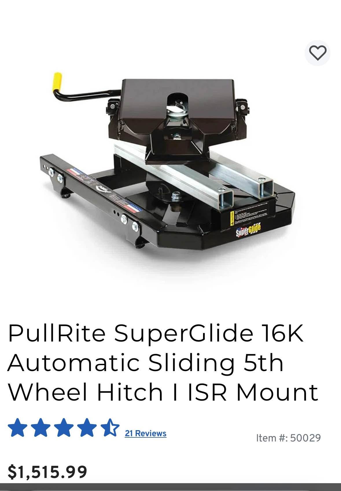 16k Pullrite auto glide hitch and 25k pullrite adapter rails for puck ...