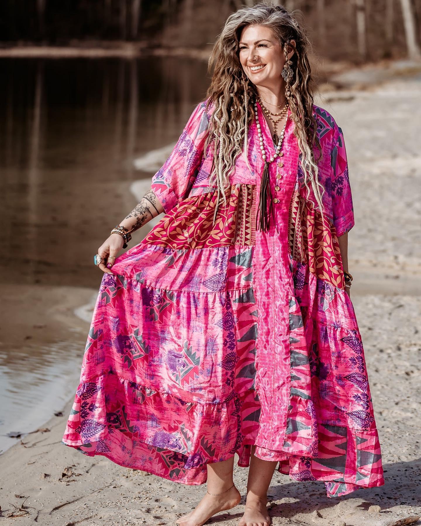 bohemian bae dresses These new Kantha twilight maxi are a spring dream come true🌊🌸 Our new twilight maxi is made from our ultra luxe vintage rasgulla silk. This femine and floaty dress features this Boho Cotton Maxi