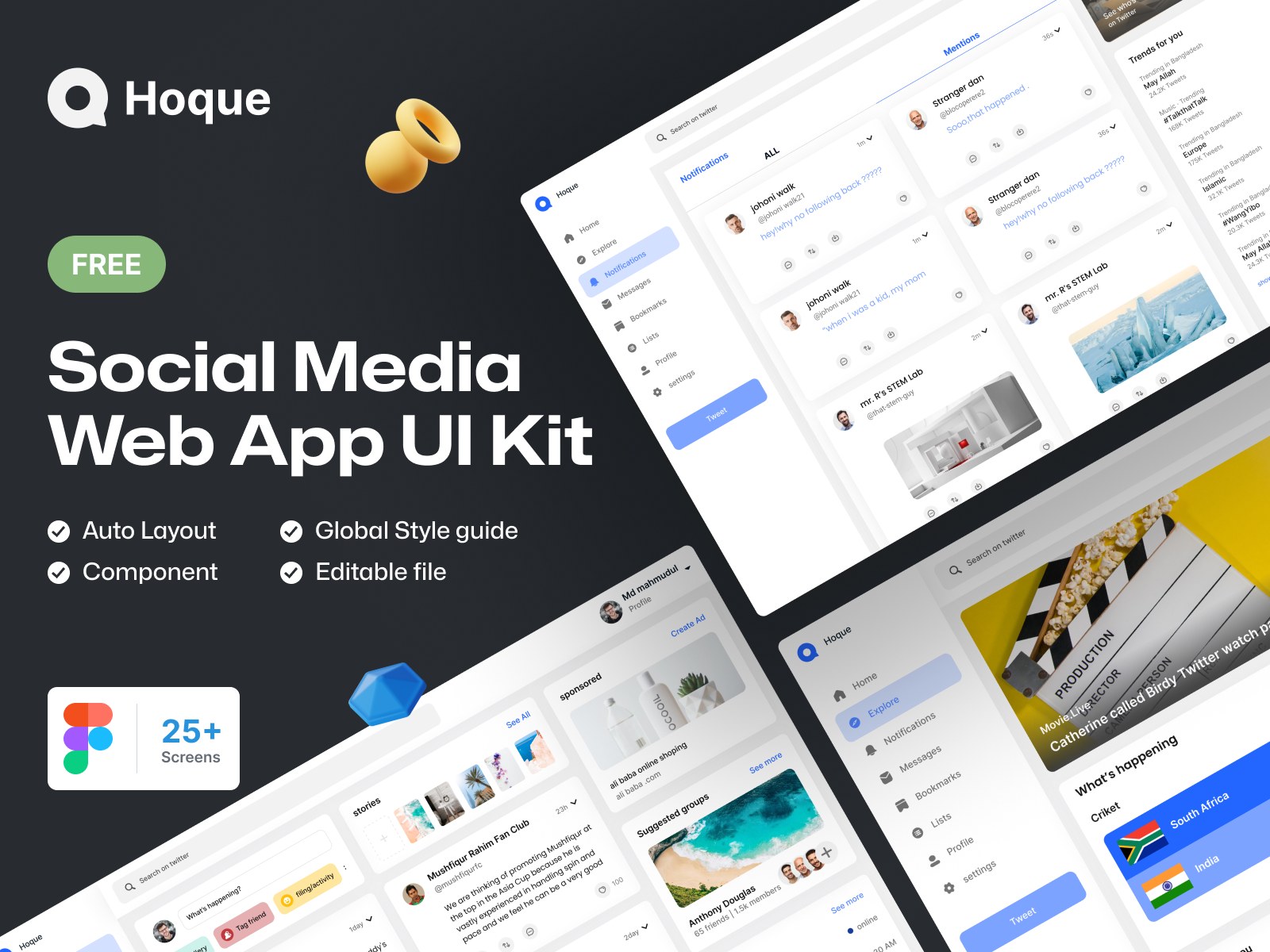 UI KIT - Social Media Web App UI Kit. Free Download:... | Facebook