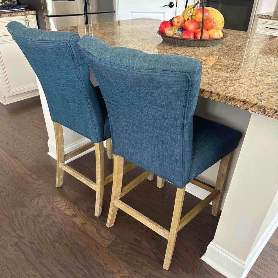 Bar Stools New in Original Packagings Stunning Blue Upholstery Bassett
