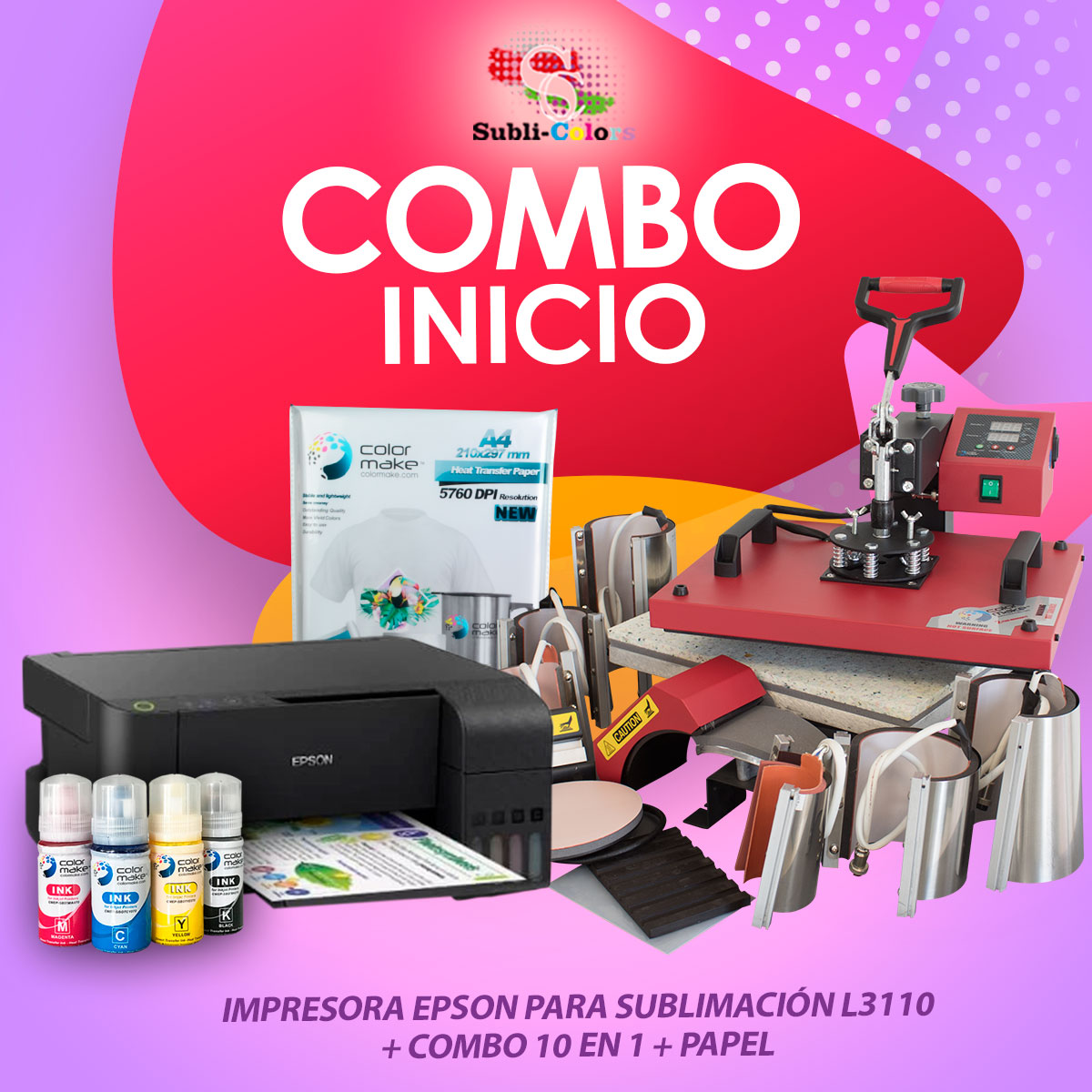 Subli-Colors - ⚡️ ¡COMBO INICIO! ⚡️ INCLUYE: ️ Impresora...