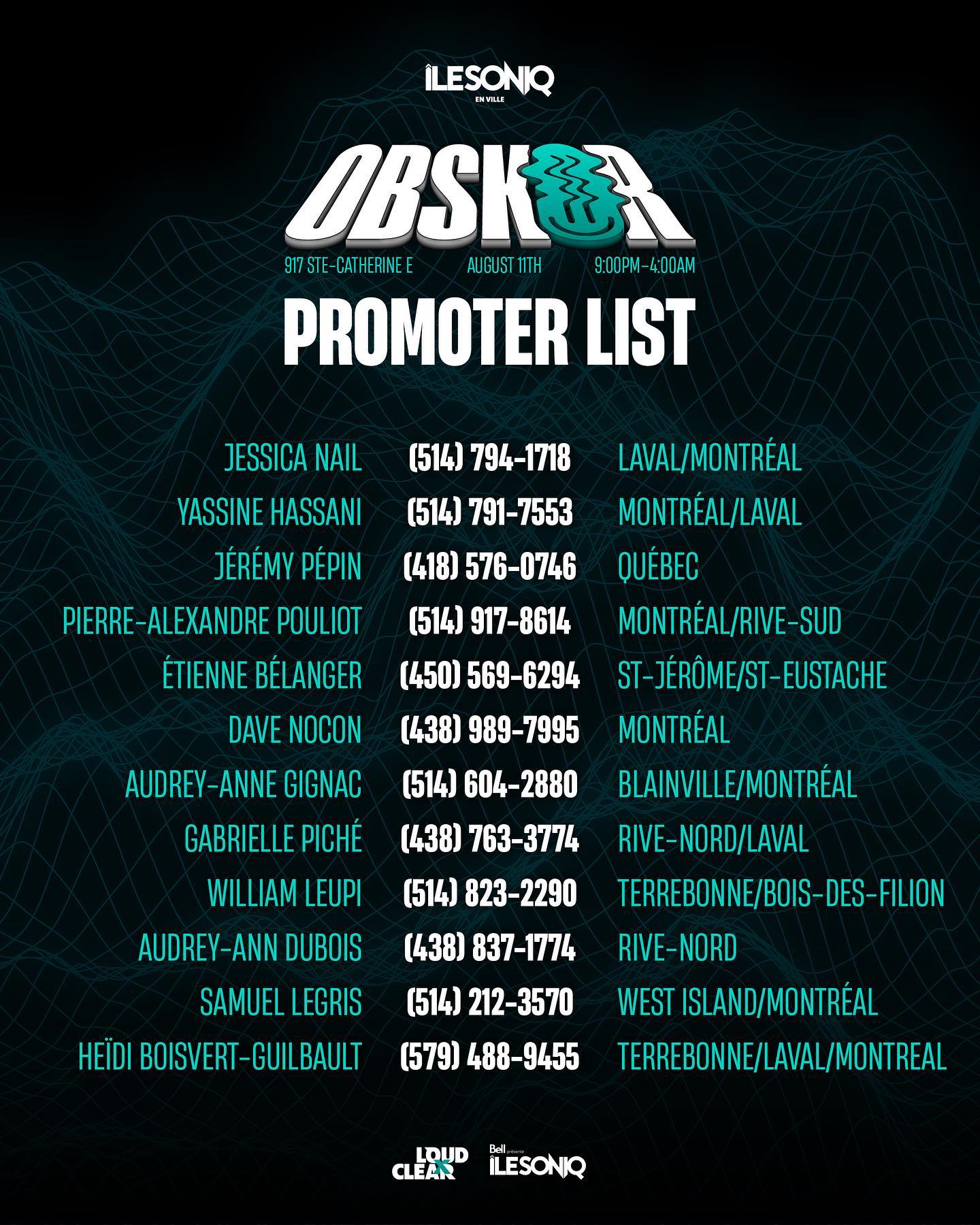 LOUD x CLEAR - Here are the official OBSKUR 002 promoters...