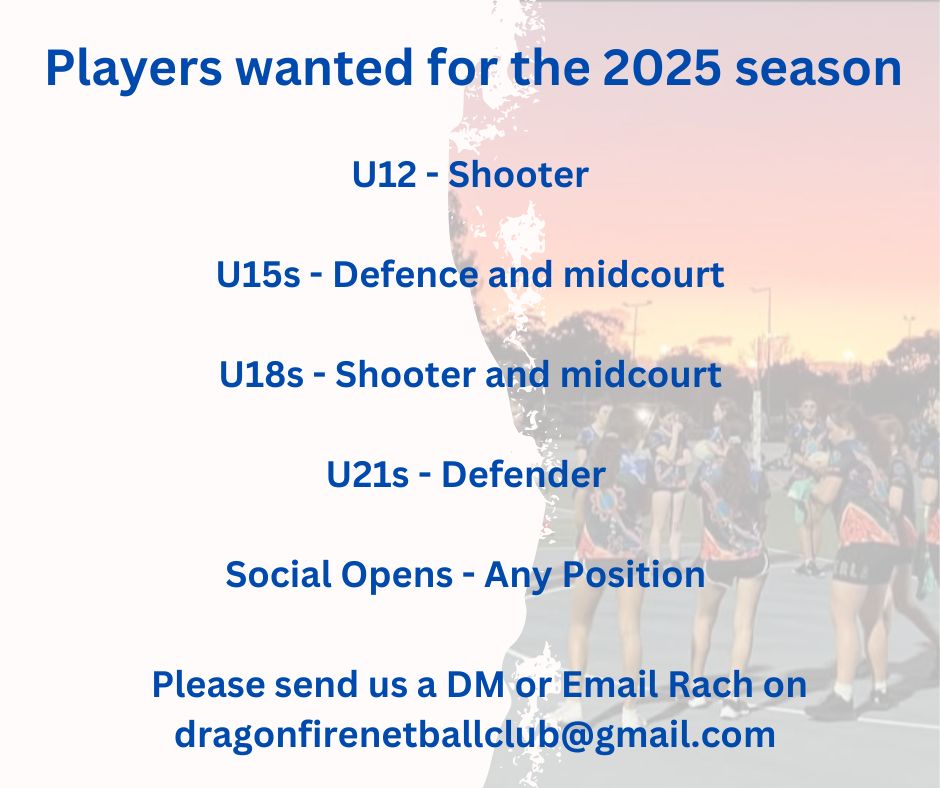 Dragon Fire Netball Club - Still looking for a club for the 2025 season ...