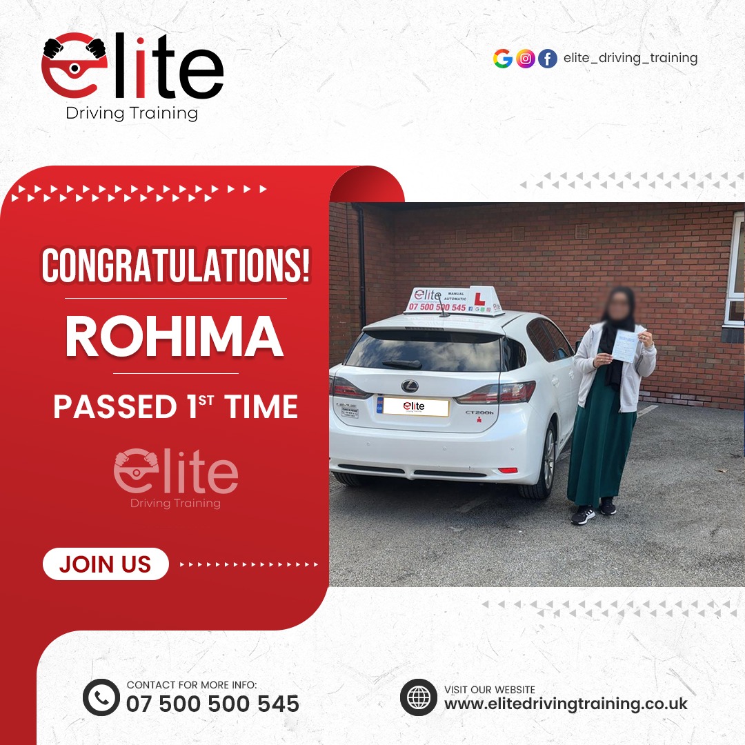 Elite - Congratulations to ROHIMA🚗 for Passing your driving test with ...