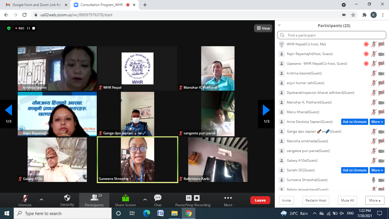 WHR Nepal - Consultation Program with Lawyers, women cell... | Facebook