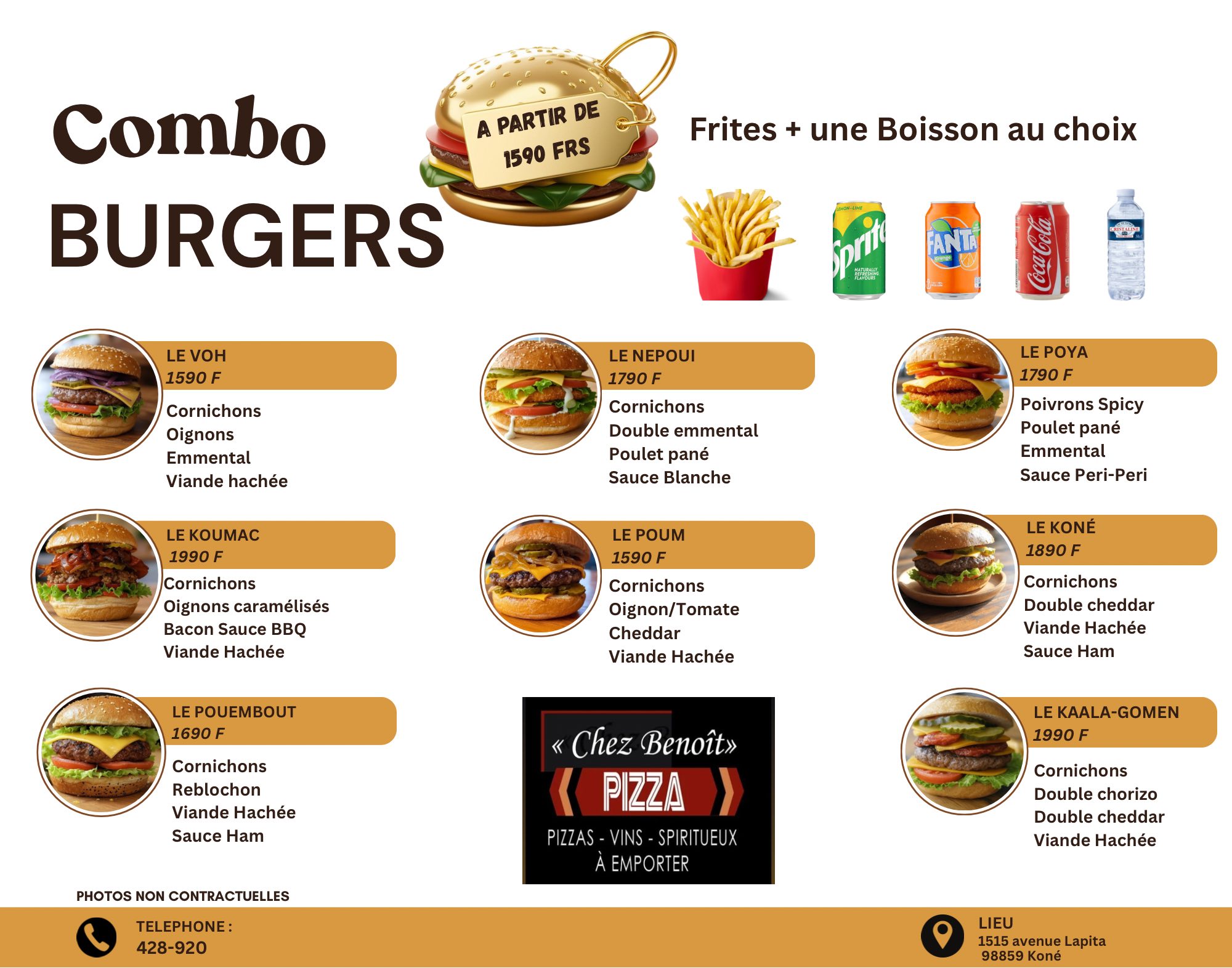 🍔 🍟🥤 COMBO BURGER 🍔 🍟🥤... - Pizza KONÉ Chez Benoît | Facebook
