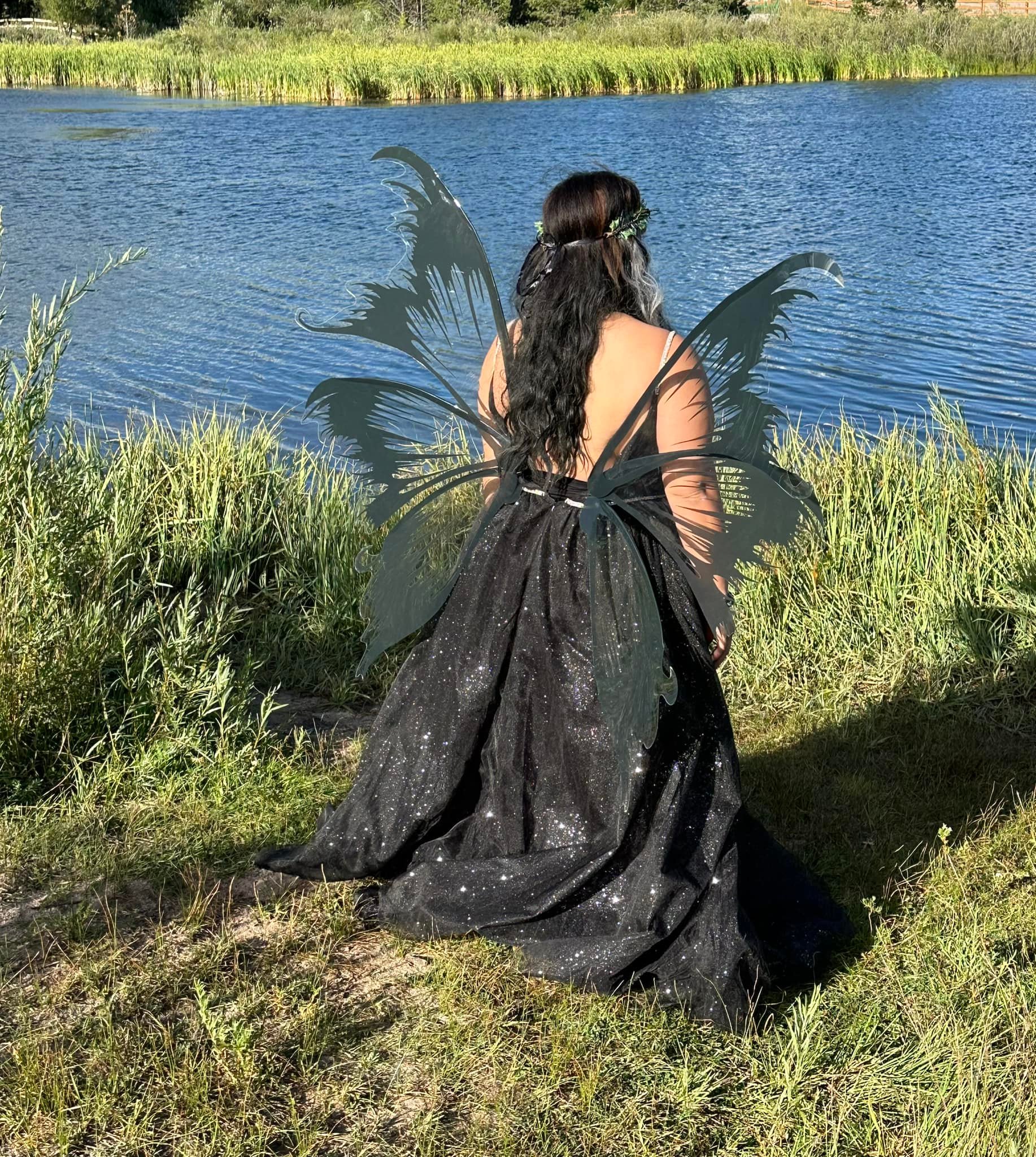 black wedding dresses bride Lace Dress with Sexy Sheer Open Back and Long Sleeves Fabric Features:Delicate Victorian Gothic Black & Size:US8-UK10-EUR38 inspired bridal gown perfect