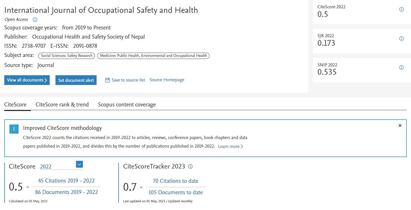 International Journal of Occupational Safety and Health - IJOSH | Kathmandu