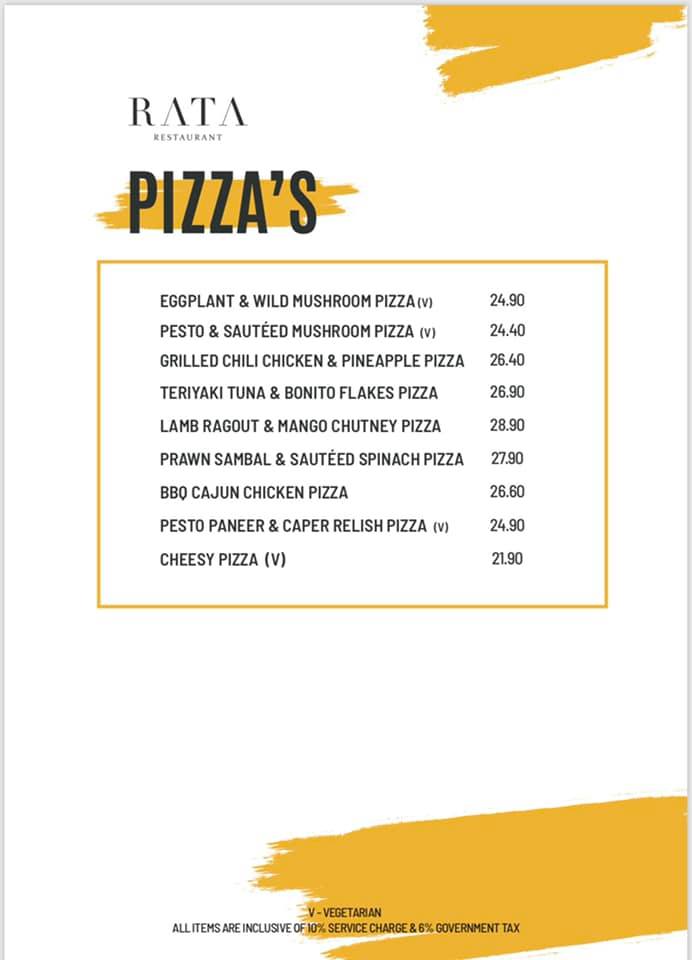 RATA - Latest Food Menu