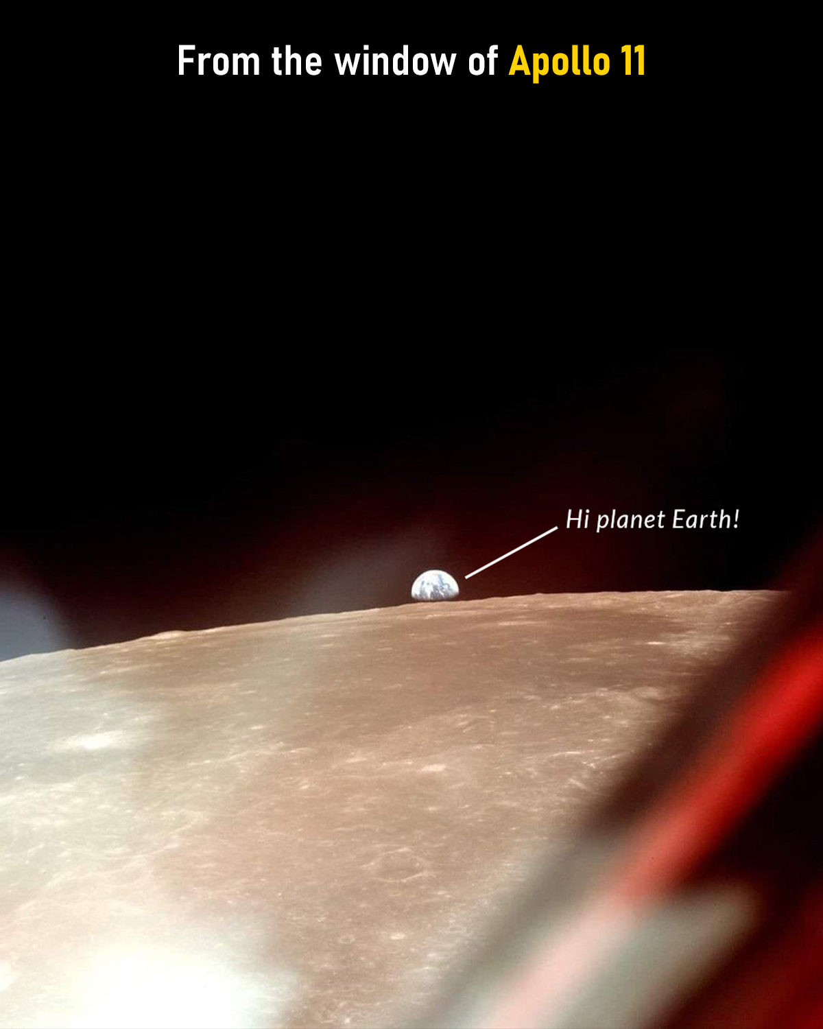 Astronomy - Earth, seen from Apollo 11 — July 1969. Through the tiny ...
