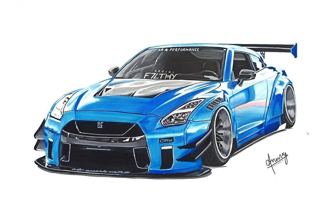 F7LTHY - Wonderful artwork of my GTR from• @caristocrat._ LB NISSAN GT ...