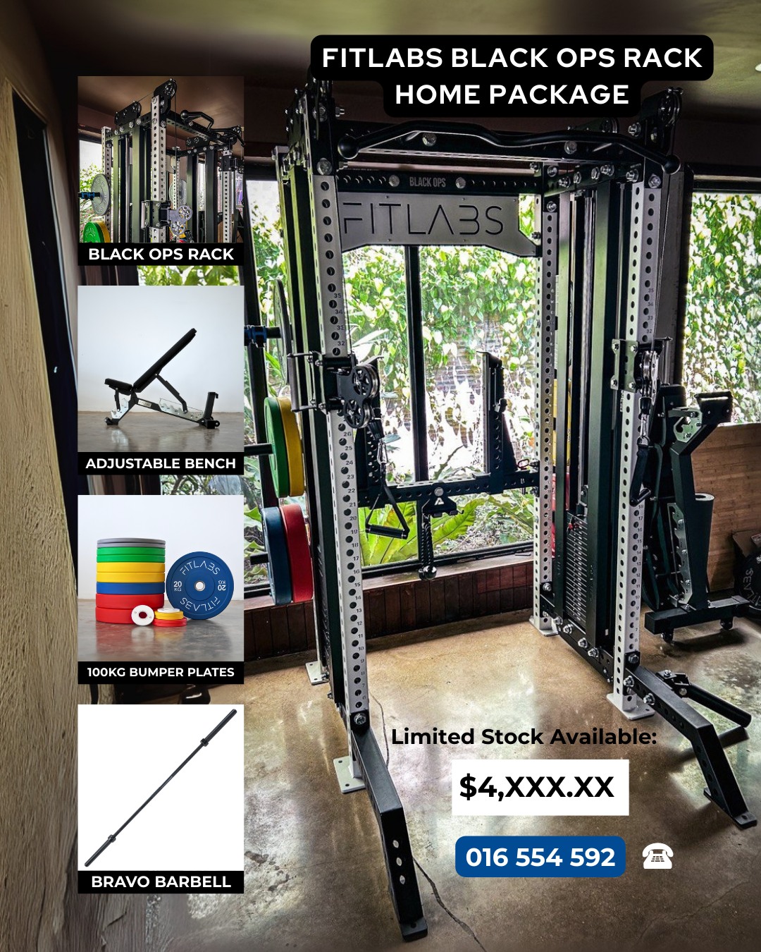 FitLabs - Home Gym Package: - FitLabs Black Ops Rack (Functional ...