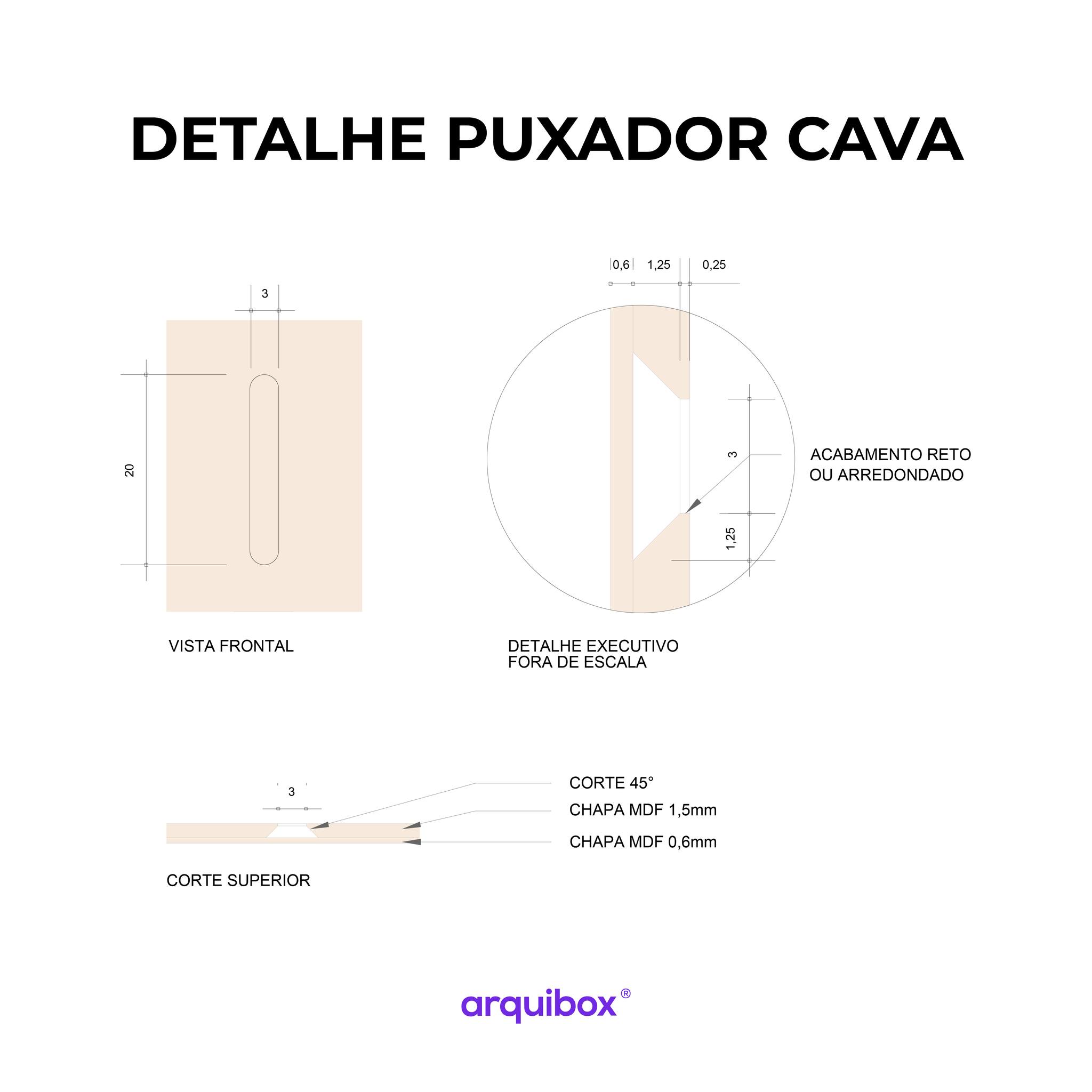 Arquibox - 📐 DETALHAMENTO DE PUXADOR CAVA O puxador cava...