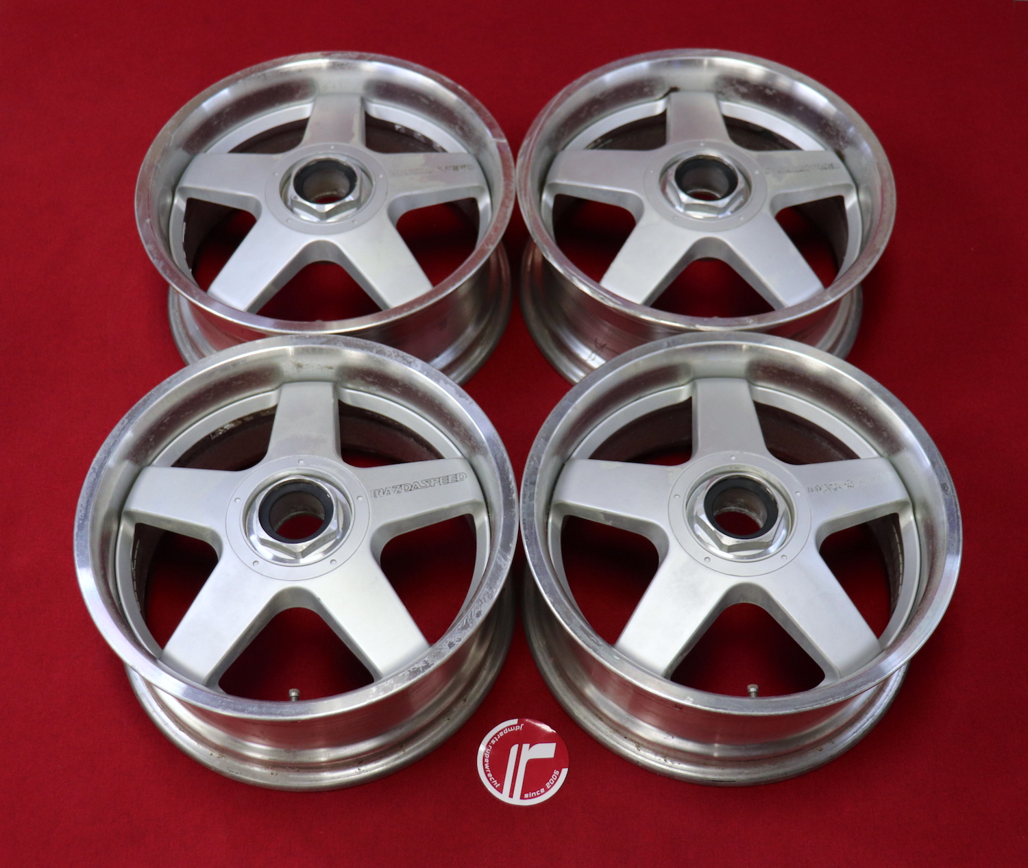 In stock: A set of the 15 inch Mazdaspeed 'MS-01' wheels, in the