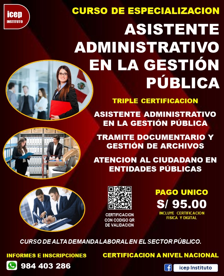 ICEP - CURSO DE ESPECIALIZACION ASISTENTE ADMINISTRATIVO EN LA GESTIÓN ...