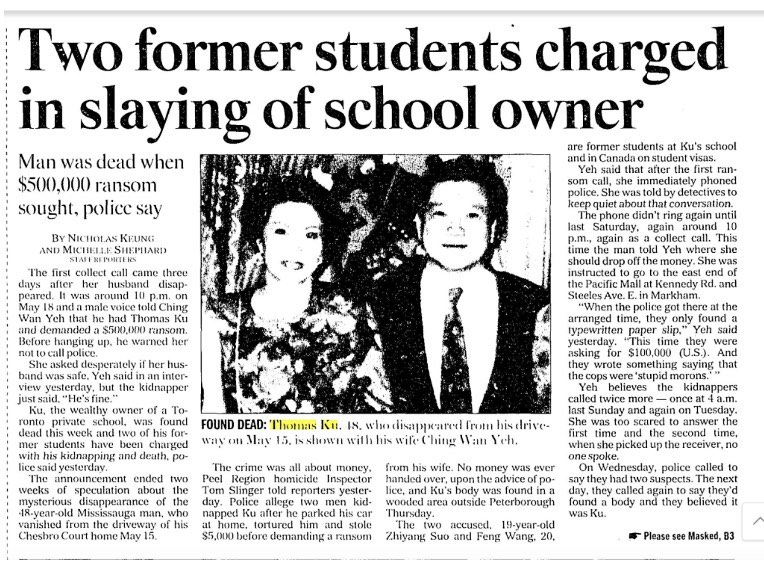Always - In 2001, Thomas Ku was killed in a botched ransom attempt by ...