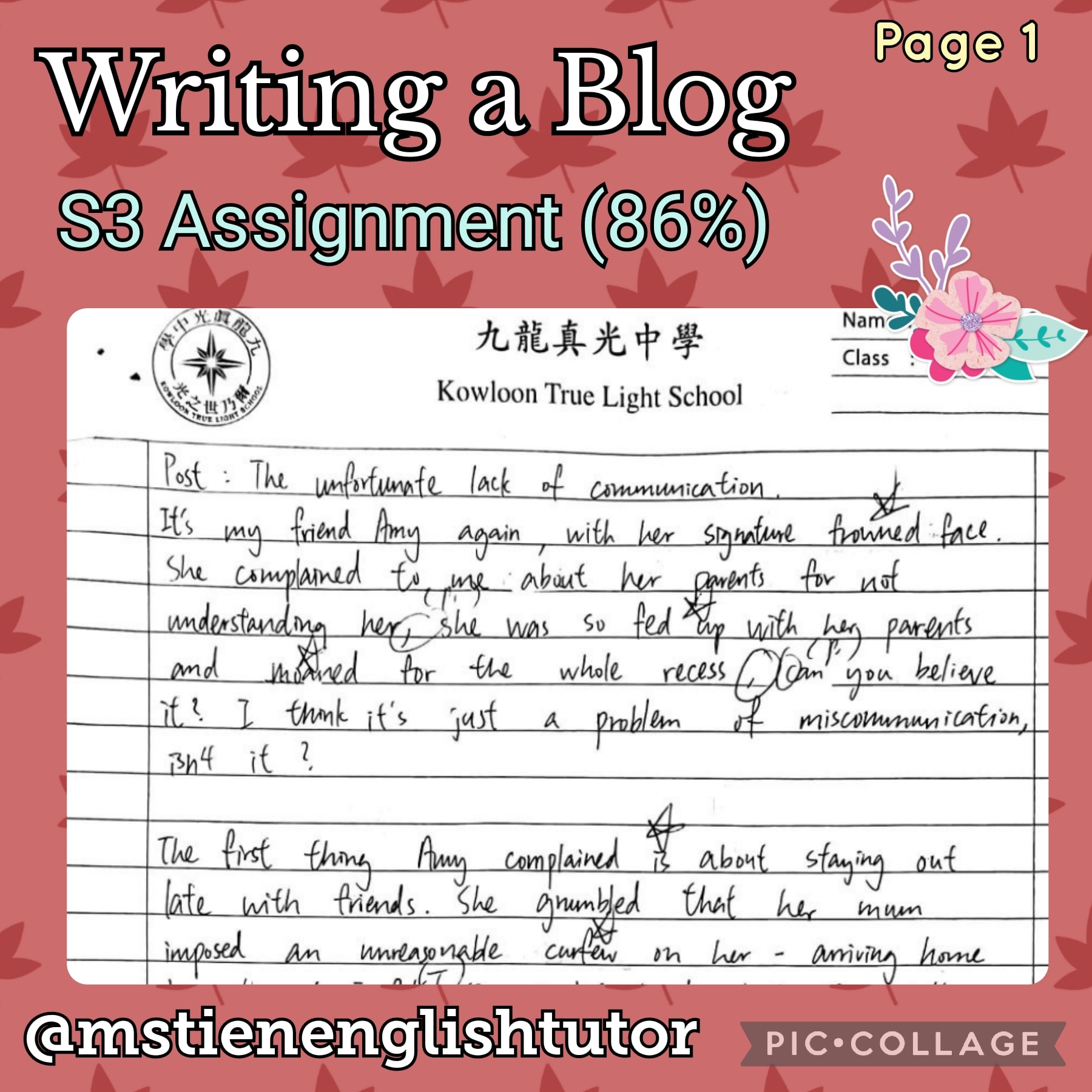 【😃中三英文寫作：Writing a Blog 佳作欣賞】... - Ms. Tien 英式英語教室 - 英文補習老師 | Facebook