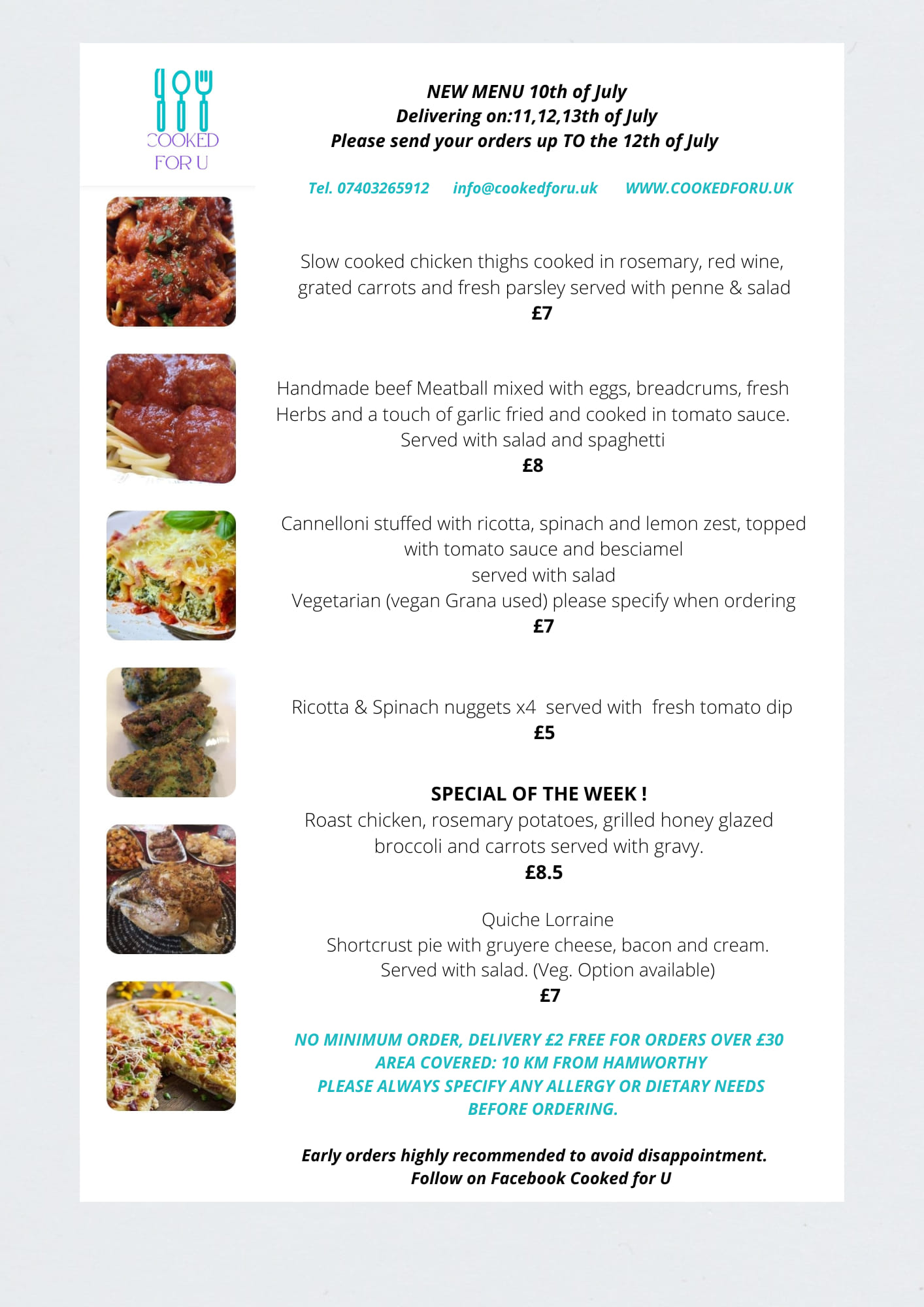Cooked For U - New menu available 🎊orders welcome by...