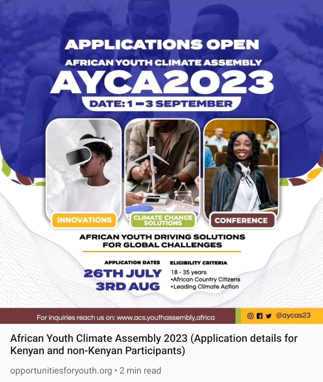 🌍 APPLICATIONS ARE NOW OPEN!... - Opportunities For Youth | Facebook