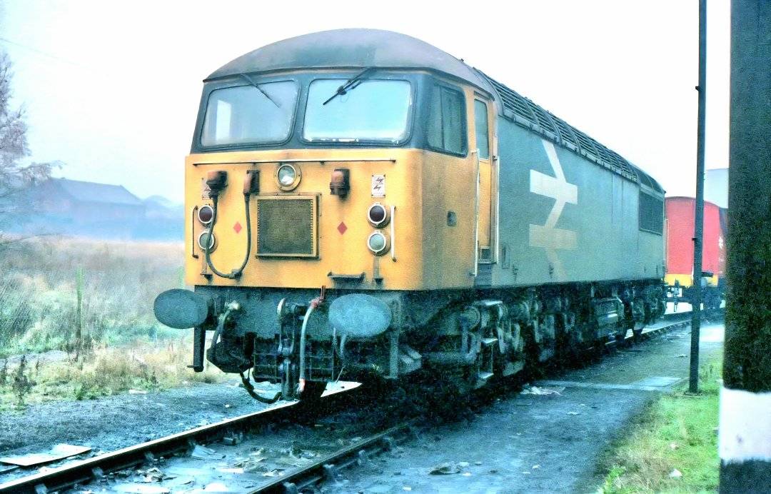 Unidentified class 56 at Shirebrook depot on December 4th 1982. My