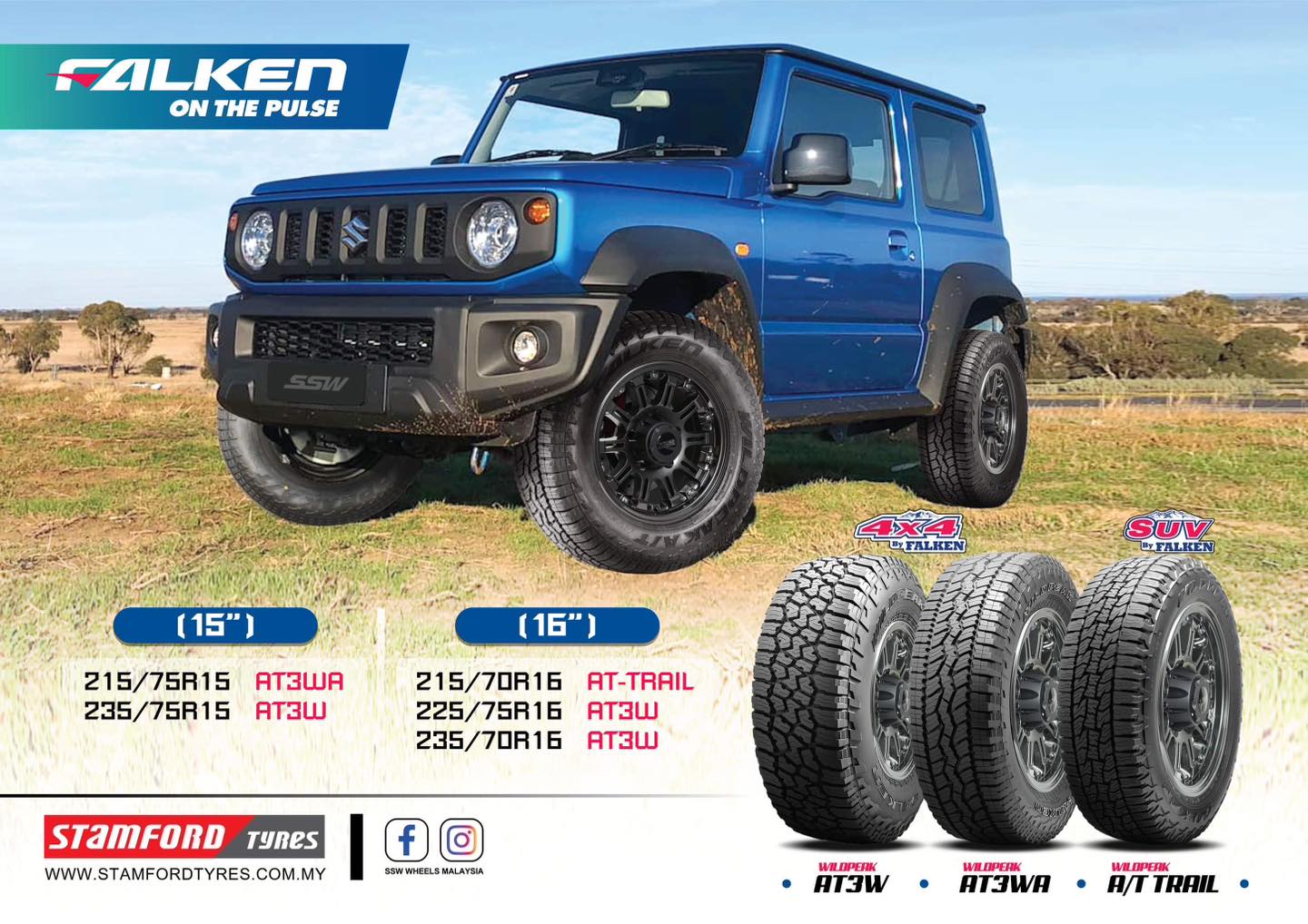 新品/未使用品 Falken Wildpeak A/Tセット ジムニー JB64 Falken Wildpeak tires for Suzuki Jimny off-road adventures