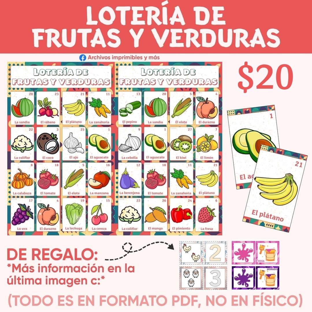 Frutas Y Verduras Imprimibles 30 Tarjetas De Aprendizaje De Verduras