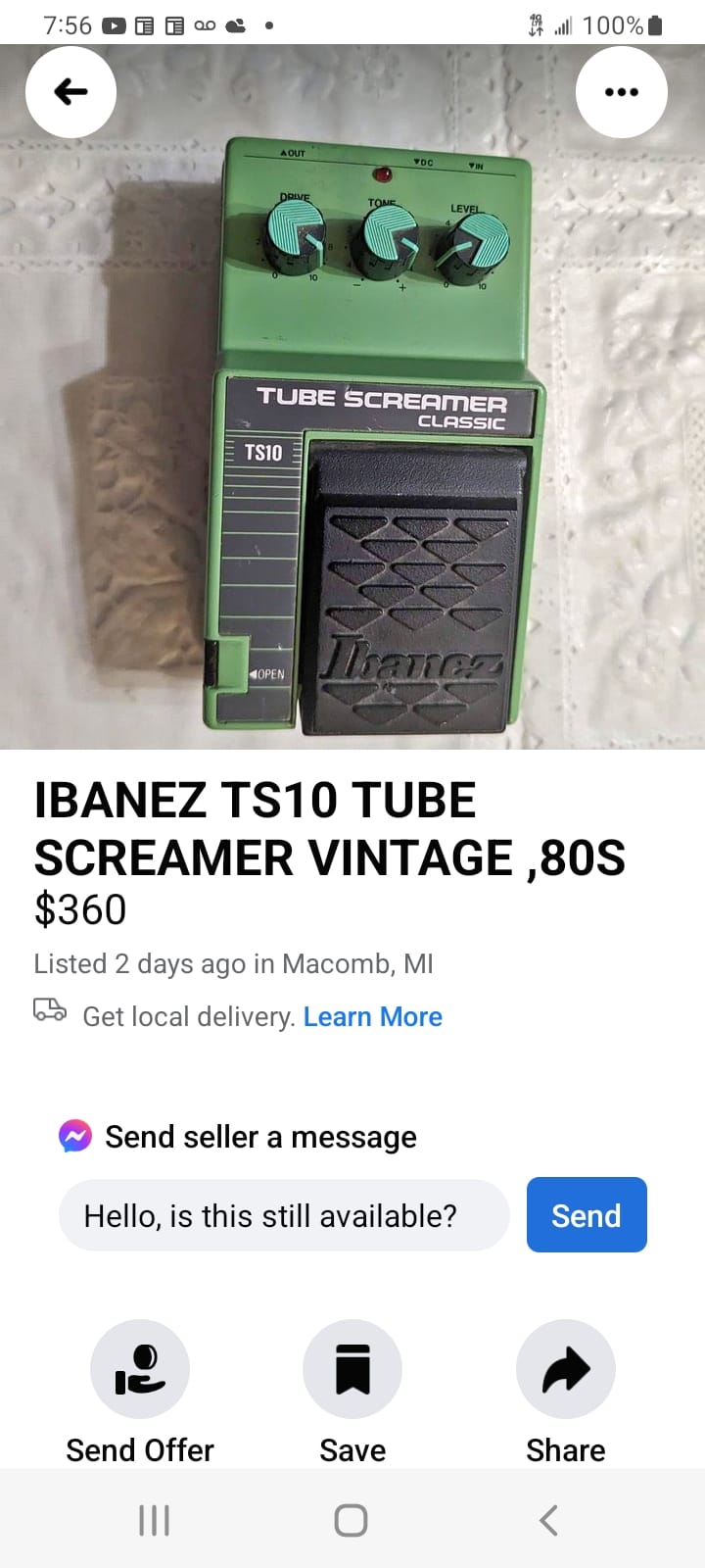 Stevie Ray Vaughan's old Tube Screamer re-emerged online and was