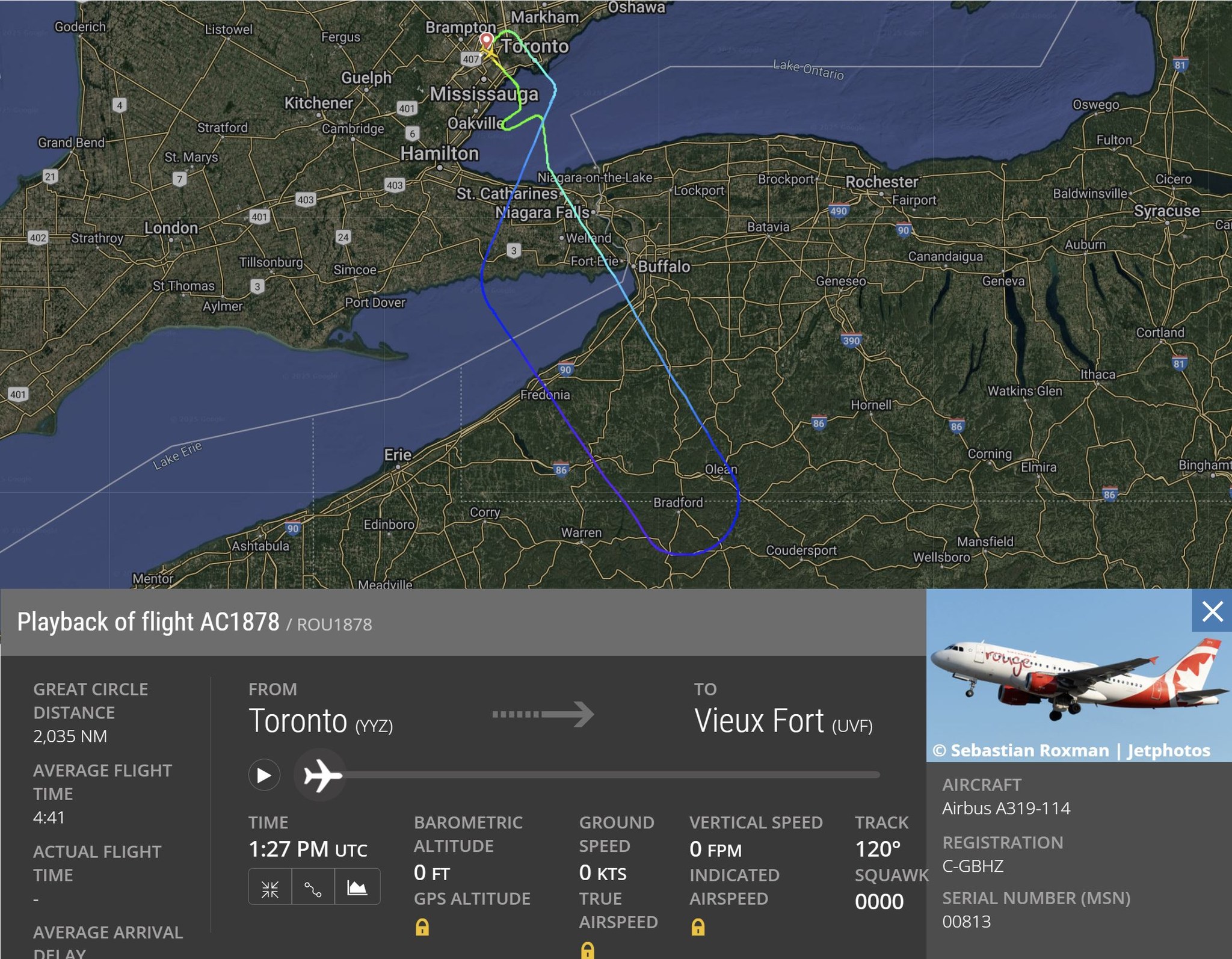 Air Canada Rouge Airbus A319 suffered computer issues when the