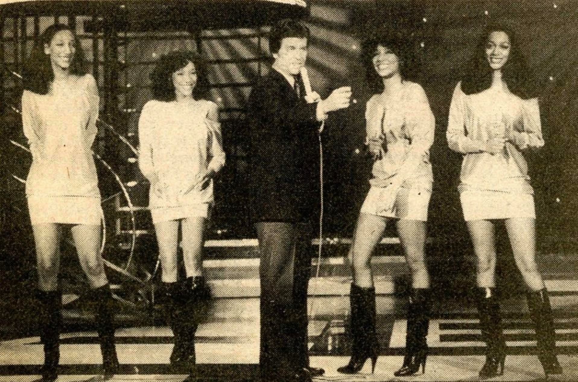 In dress shirts with Mr Dick Clarke on American Bandstand in 1981