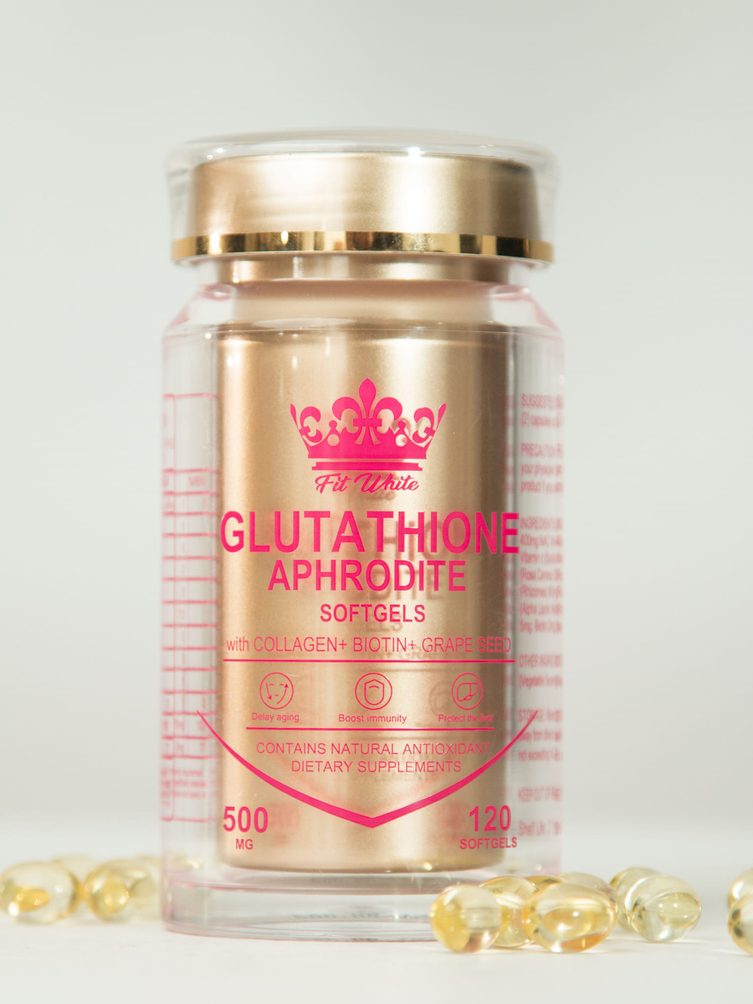 Glutathione Aphrodite Softgels With Collagen +Biotin+grapes seeds ▪️Delay aging ▪️Boost Immunity ▪️Protect the liver Contains natural antioxidant dietary supplements Thanks FitWhite Aesthetics Philippines