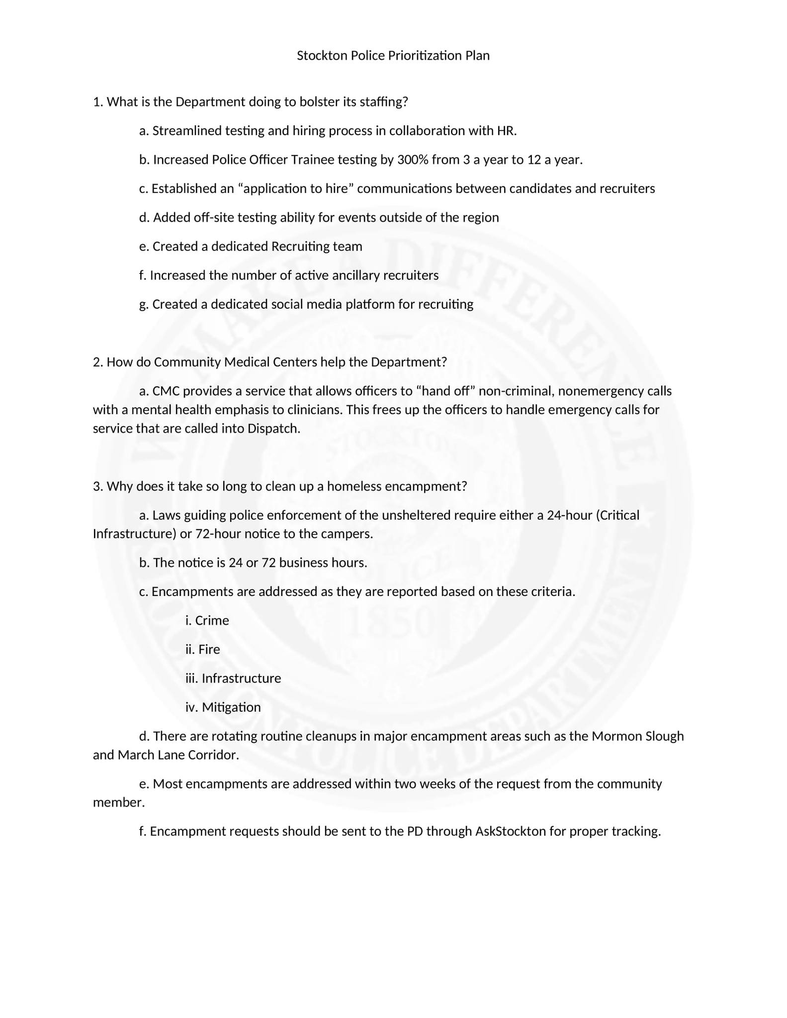 SPD Prioritization Plan The... - Stockton Police Department