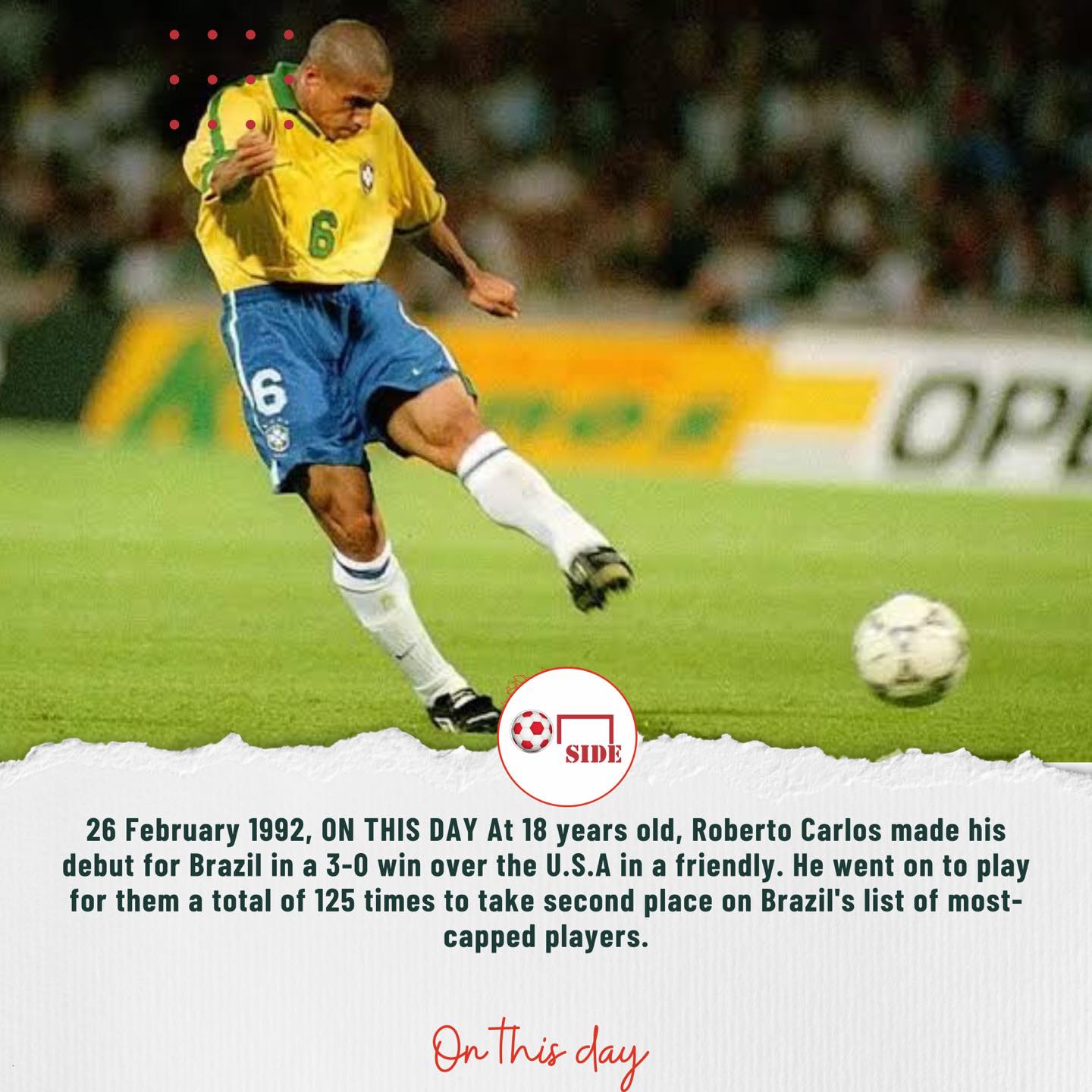 ブラジル União São João EC ロベカル　ブラジル代表 Roberto Carlos from the time he played for Uniao Sao Joao (1991-1993)