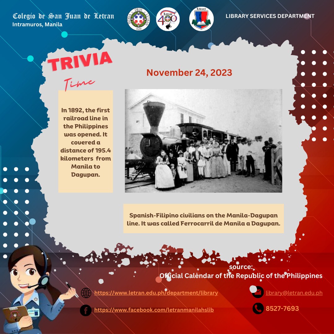 In 1892, the first railroad line... - Letran Manila Library
