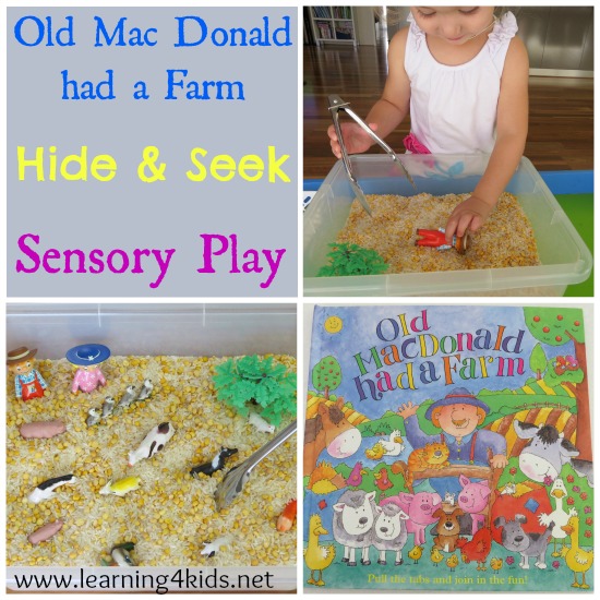 Learning 4 kids - Old Mac Donald Had a Farm Sensory Tub