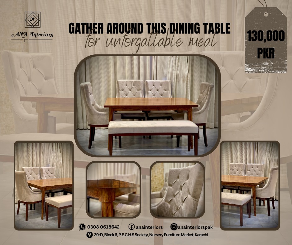 Ana Interiors - "A wooden dining table effortlessly blends...