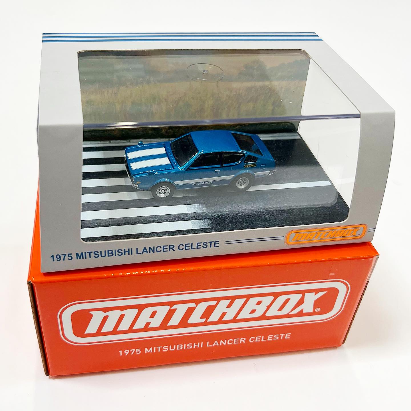 Matchbox '75 Mitsubishi Lancer Celeste diecast car