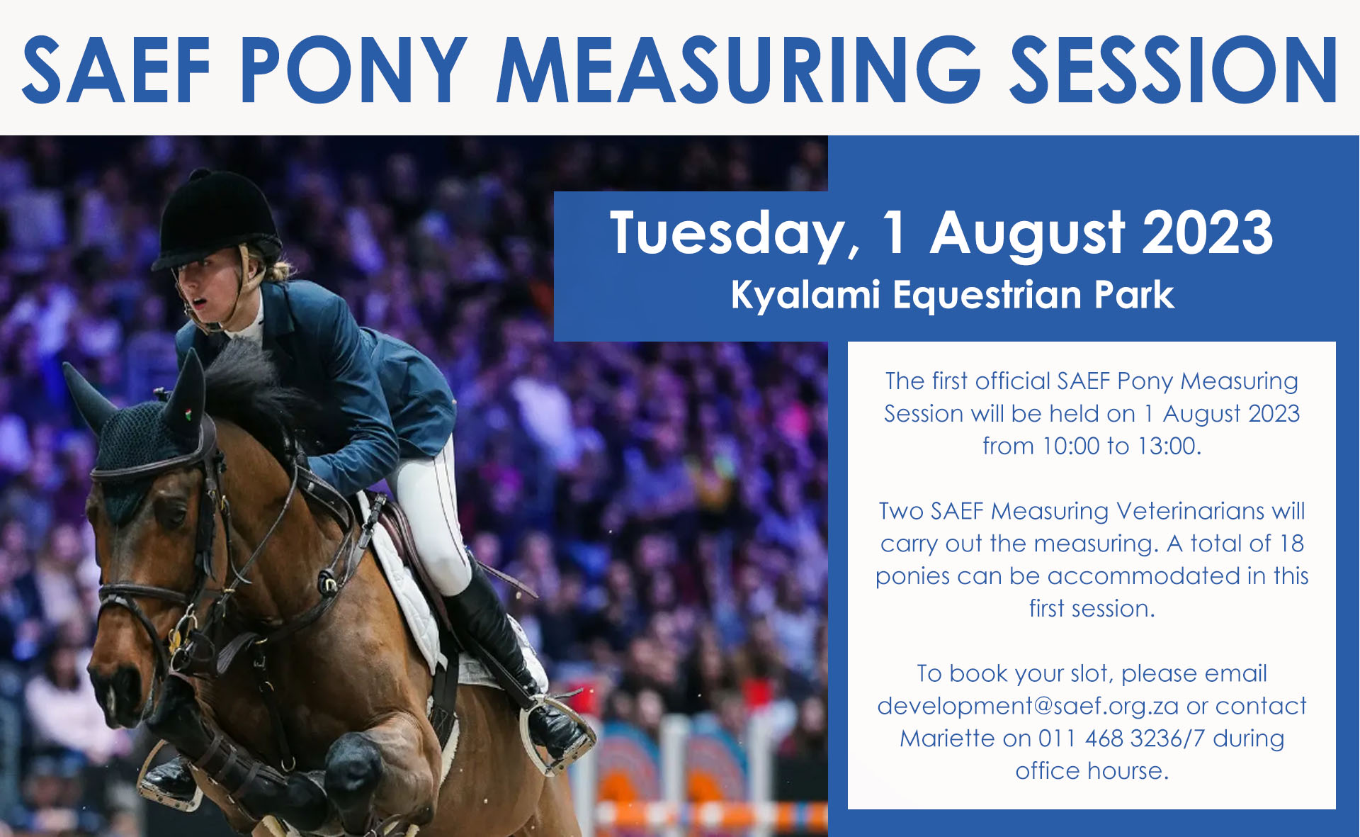SAEF PONY MEASURING... - South African Equestrian Federation | Facebook