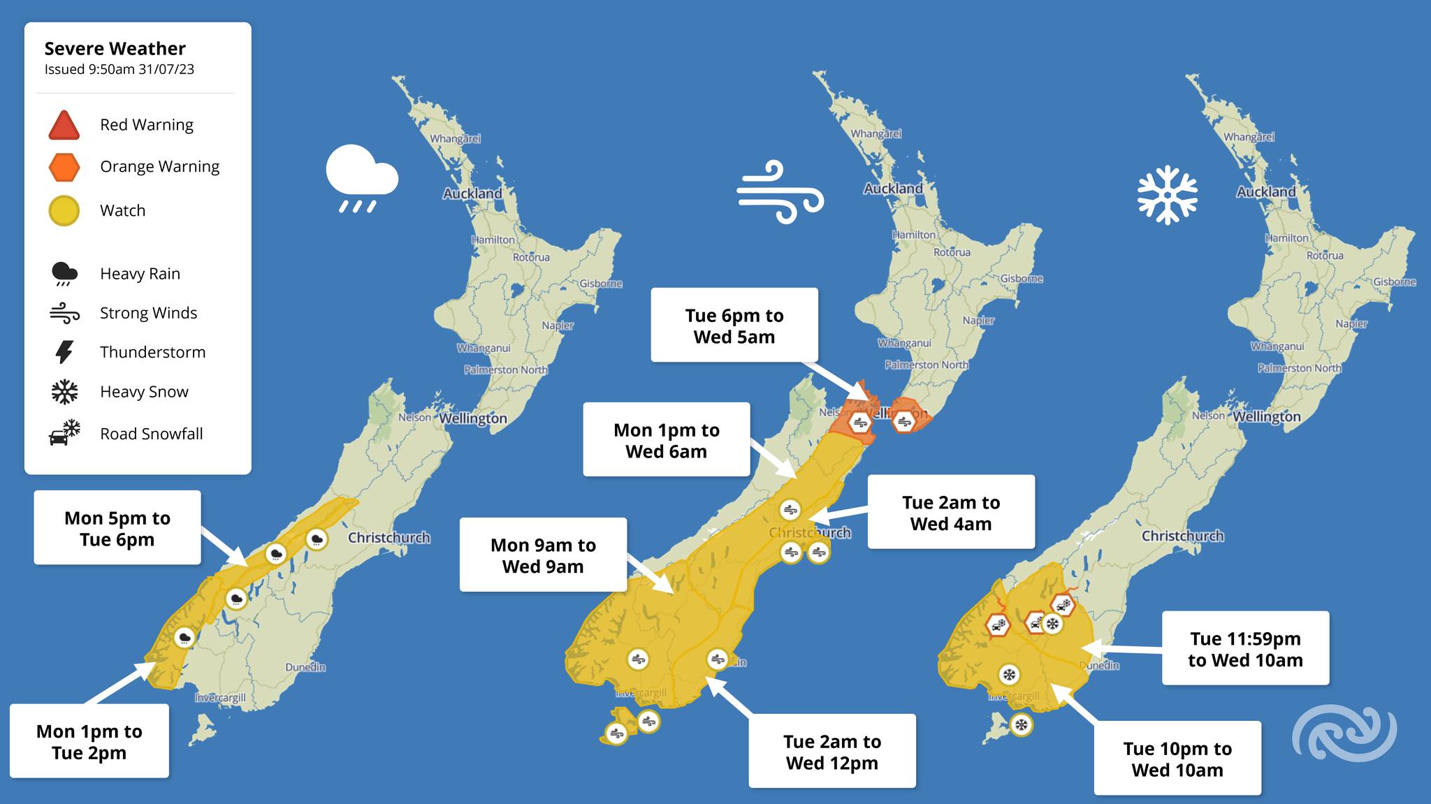 MetService - Latest Severe Weather Info🟠🟡 It's a busy few days ahead ...