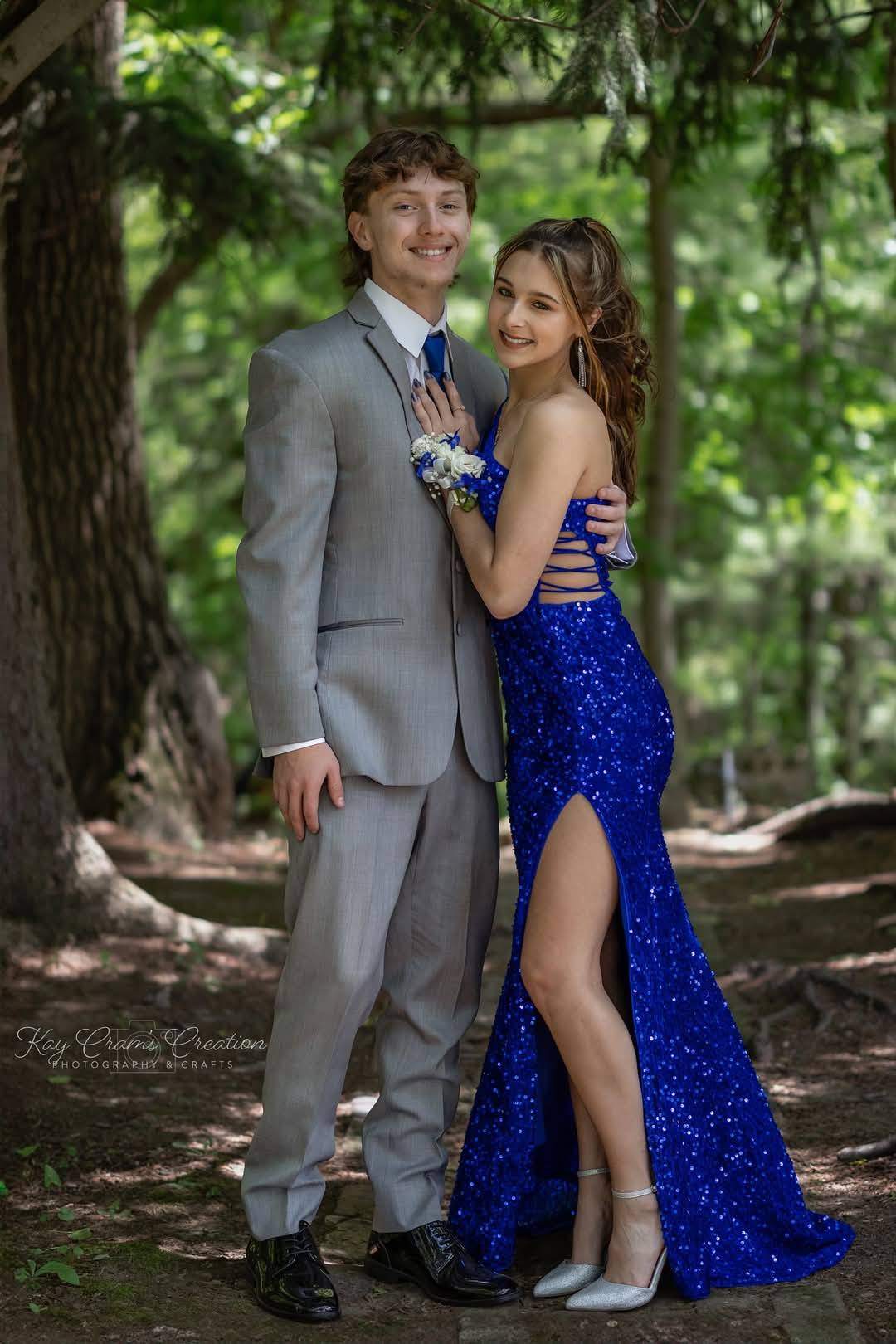open lace back dress Primavera Couture Swirl Beaded Fitted Prom Dress 4501