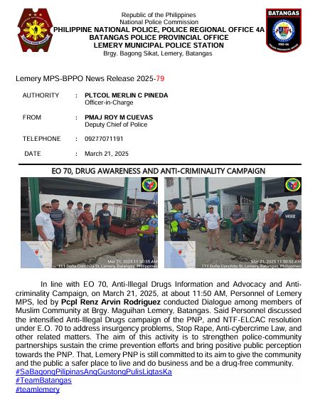 Lemery Municipal Police Station - BALIK-ESKWELA SAFETY TIPS Narito ang ...